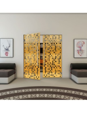 Pendeltür - Fineprint Model 190 Gold auf Grauglas