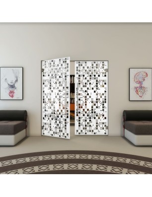 Pendeltür - Fineprint Model 190 Weiss auf Grauglas