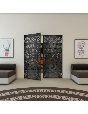 Pendeltür - Fineprint Model 191 Schwarz auf Grauglas