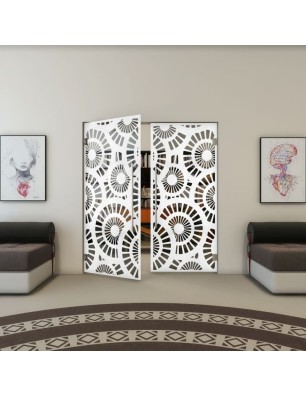 Pendeltür - Fineprint Model 191 Weiss auf Grauglas