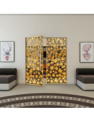 Pendeltür - Fineprint Model 192 Gold auf Grauglas