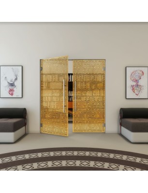 Pendeltür - Fineprint Model 193 Gold auf Grauglas