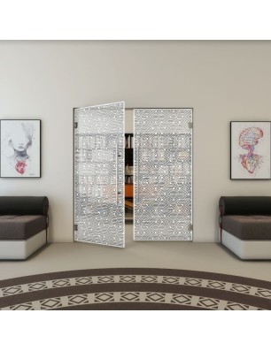 Pendeltür - Fineprint Model 193 Weiss auf Grauglas