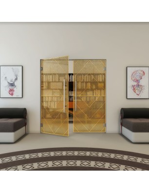 Pendeltür - Fineprint Model 194 Gold auf Grauglas
