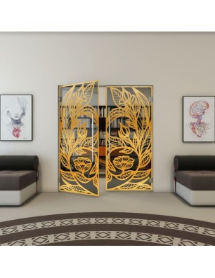 Pendeltür - Fineprint Model 196 Gold auf Grauglas