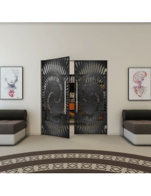 Pendeltür - Fineprint Model 197 Schwarz auf Grauglas