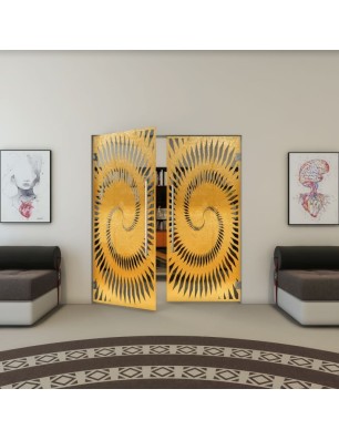 Pendeltür - Fineprint Model 197 Gold auf Grauglas