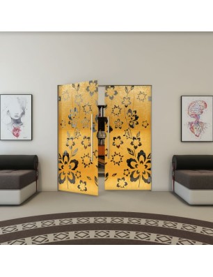 Pendeltür - Fineprint Model 199 Gold auf Grauglas