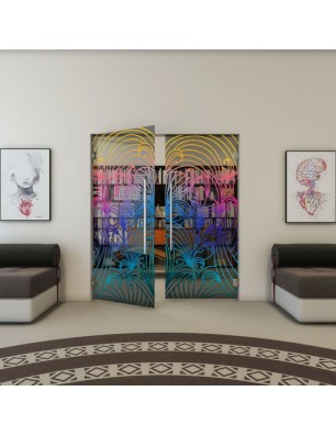 Pendeltür - Fineprint Model 200 Verlauf auf Grauglas