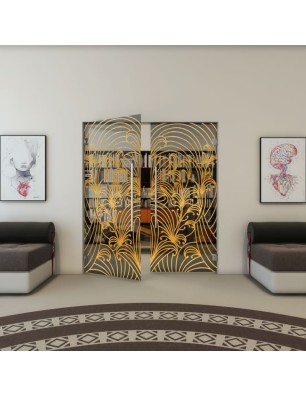 Pendeltür - Fineprint Model 200 Gold auf Grauglas