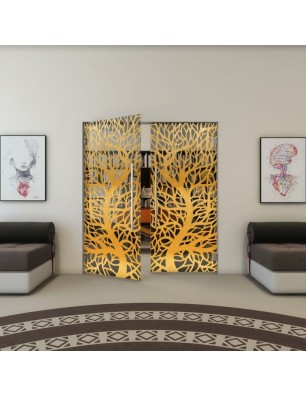 Pendeltür - Fineprint Model 202 Gold auf Grauglas