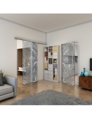 Pendeltür - Fineprint Model 008 Weiss auf Grauglas