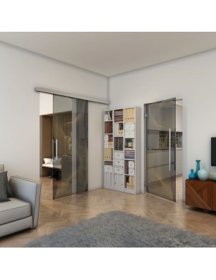 Pendeltür - Fineprint Model 009 Gold auf Grauglas