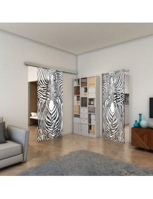 Pendeltür - Fineprint Model 023 Weiss auf Grauglas