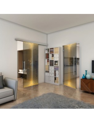 Pendeltür - Fineprint Model 024 Gold auf Grauglas