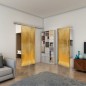 Pendeltür - Fineprint Modell 025 Gold auf Grauglas