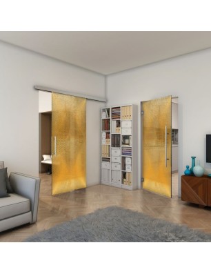 Pendeltür - Fineprint Model 025 Gold auf Grauglas