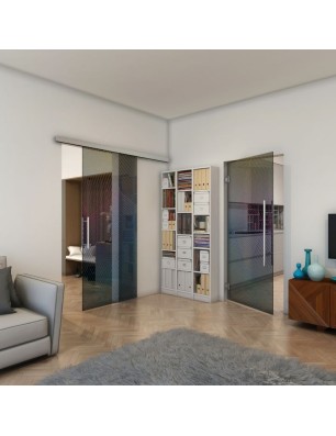 Pendeltür - Fineprint Model 028 Verlauf auf Grauglas