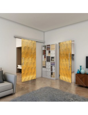 Pendeltür - Fineprint Model 029 Gold auf Grauglas