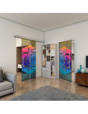 Pendeltür - Fineprint Model 031 Verlauf auf Grauglas