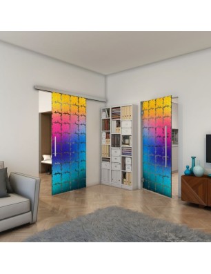 Pendeltür - Fineprint Model 033 Verlauf auf Grauglas