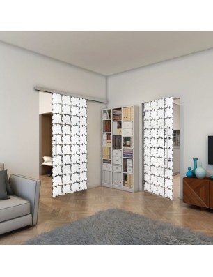 Pendeltür - Fineprint Model 033 Weiss auf Grauglas