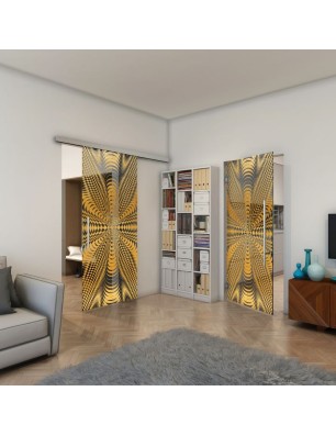Pendeltür - Fineprint Model 037 Gold auf Grauglas