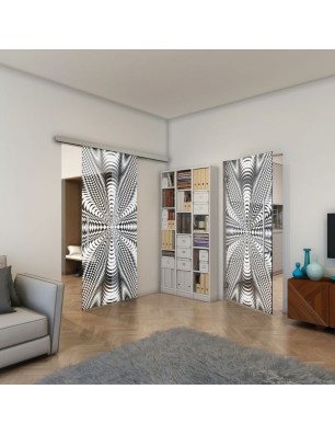 Pendeltür - Fineprint Model 037 Weiss auf Grauglas