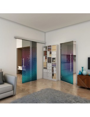 Pendeltür - Fineprint Model 038 Verlauf auf Grauglas