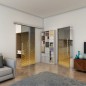 Pendeltür - Fineprint Modell 038 Gold auf Grauglas