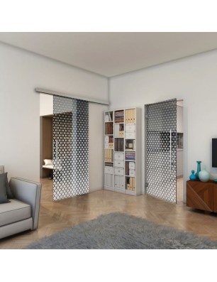 Pendeltür - Fineprint Model 038 Weiss auf Grauglas