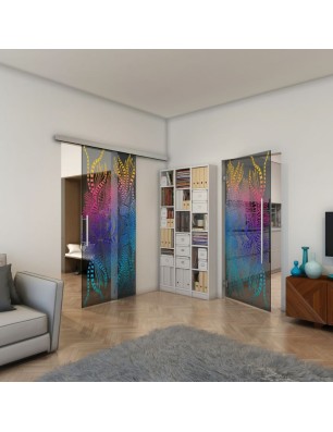 Pendeltür - Fineprint Model 039 Verlauf auf Grauglas