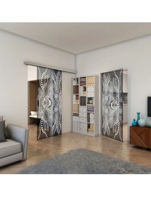 Pendeltür - Fineprint Model 039 Weiss auf Grauglas