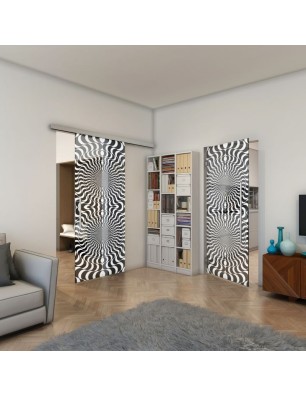 Pendeltür - Fineprint Model 042 Weiss auf Grauglas