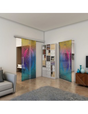 Pendeltür - Fineprint Model 048 Verlauf auf Grauglas