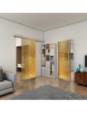 Pendeltür - Fineprint Model 050 Gold auf Grauglas