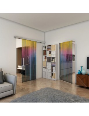 Pendeltür - Fineprint Model 052 Verlauf auf Grauglas