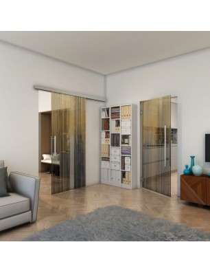 Pendeltür - Fineprint Model 052 Gold auf Grauglas