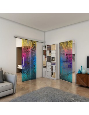 Pendeltür - Fineprint Model 056 Verlauf auf Grauglas