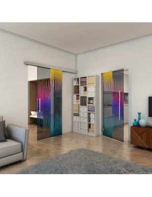 Pendeltür - Fineprint Model 059 Verlauf auf Grauglas