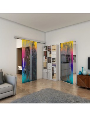 Pendeltür - Fineprint Model 061 Verlauf auf Grauglas