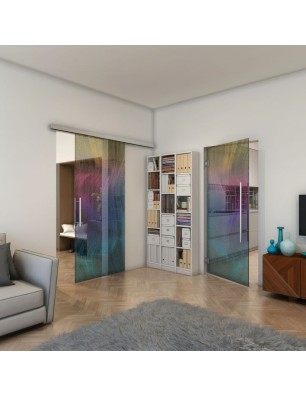 Pendeltür - Fineprint Model 062 Verlauf auf Grauglas