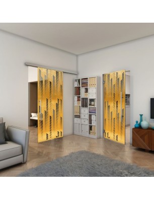 Pendeltür - Fineprint Model 067 Gold auf Grauglas
