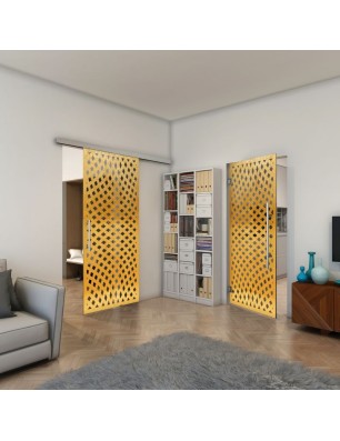 Pendeltür - Fineprint Model 068 Gold auf Grauglas