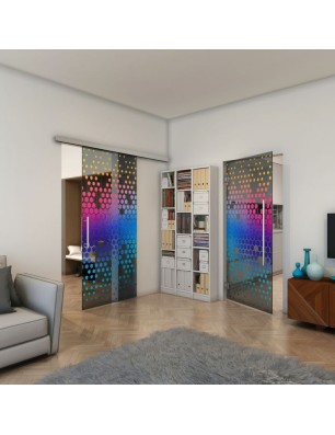 Pendeltür - Fineprint Model 072 Verlauf auf Grauglas