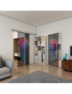 Pendeltür - Fineprint Model 078 Verlauf auf Grauglas