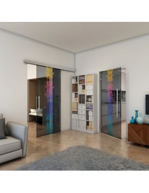 Pendeltür - Fineprint Model 081 Verlauf auf Grauglas