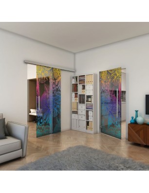 Pendeltür - Fineprint Model 083 Verlauf auf Grauglas