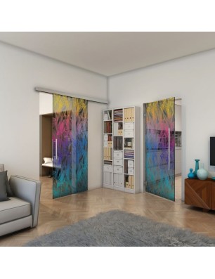 Pendeltür - Fineprint Model 084 Verlauf auf Grauglas