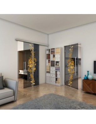 Pendeltür - Fineprint Model 085 Gold auf Grauglas